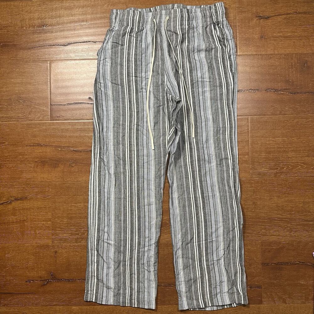Pleasures Pajama Pants Men M Gray Blue Stripe City Designer Streetwear Lounge